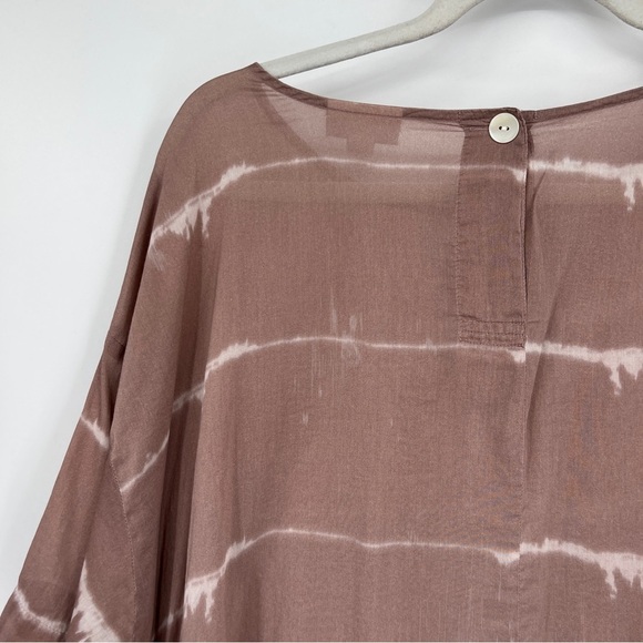 Pure Jill Tie-Dye Print Roundneck Short Sleeve Back Button Multicolor Tunic Top - Picture 10 of 16